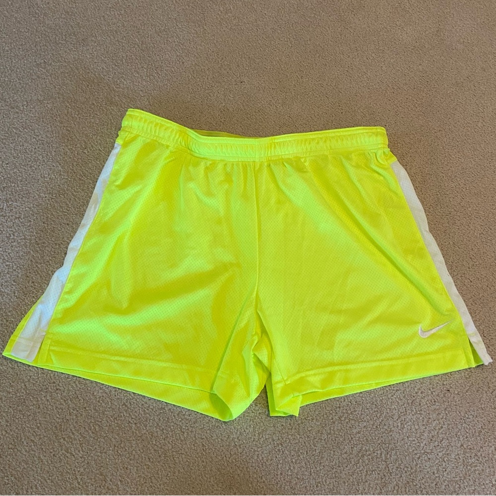 Women’s Nike Dri-fit Volt Yellow Mesh Shorts Medium
